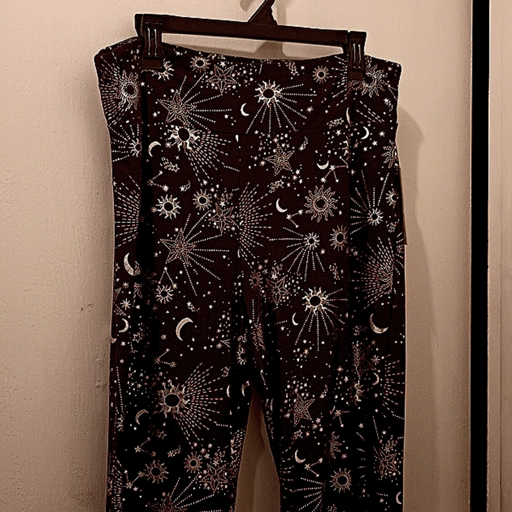 Women's Black Starry Pattern Pants